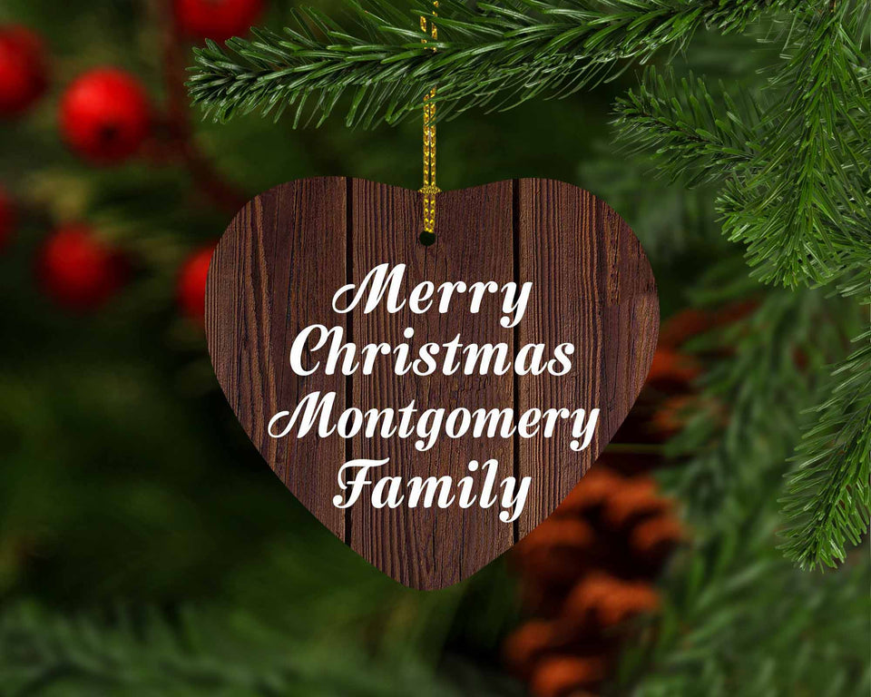 Merry Christmas Montgomery Family - Heart Ornament D