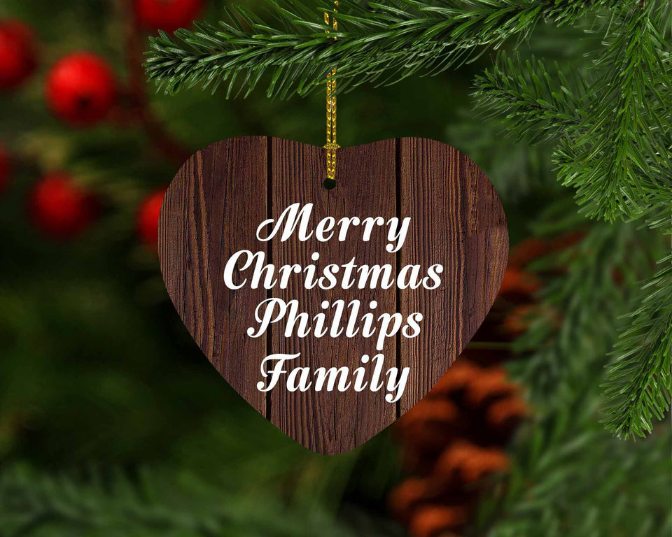 Merry Christmas Phillips Family - Heart Ornament D