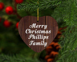 Merry Christmas Phillips Family - Heart Ornament D