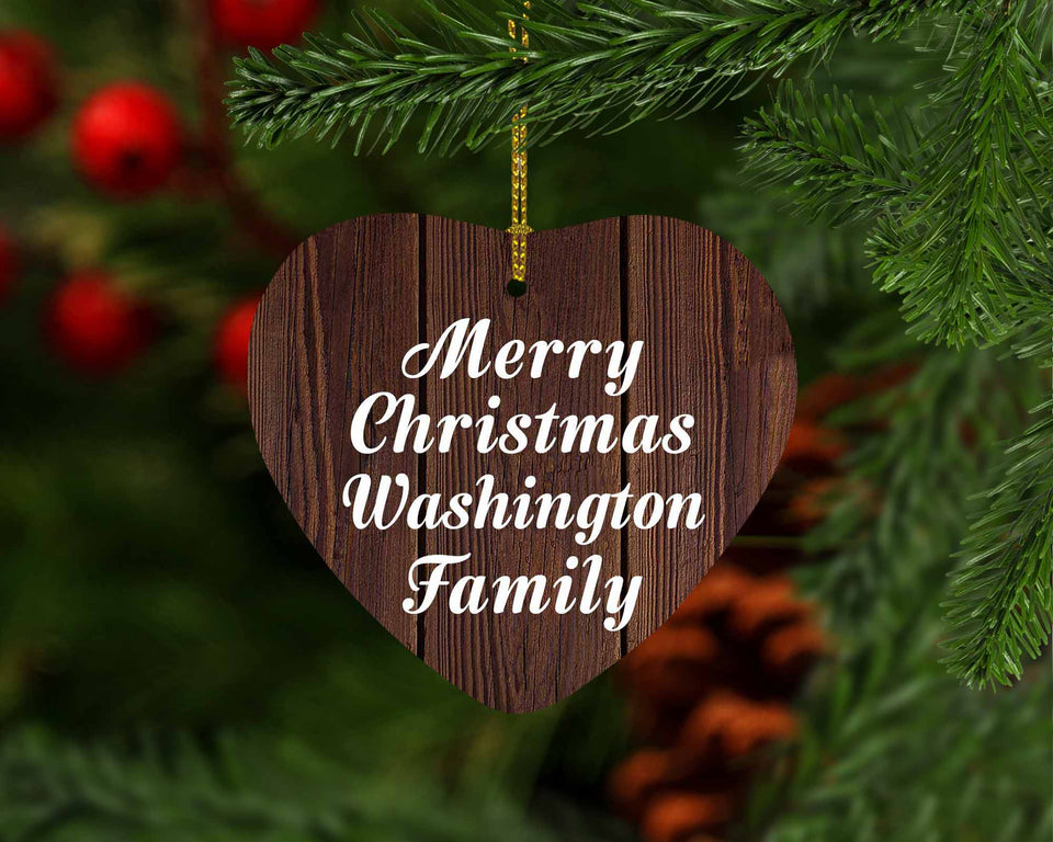 Merry Christmas Washington Family - Heart Ornament D