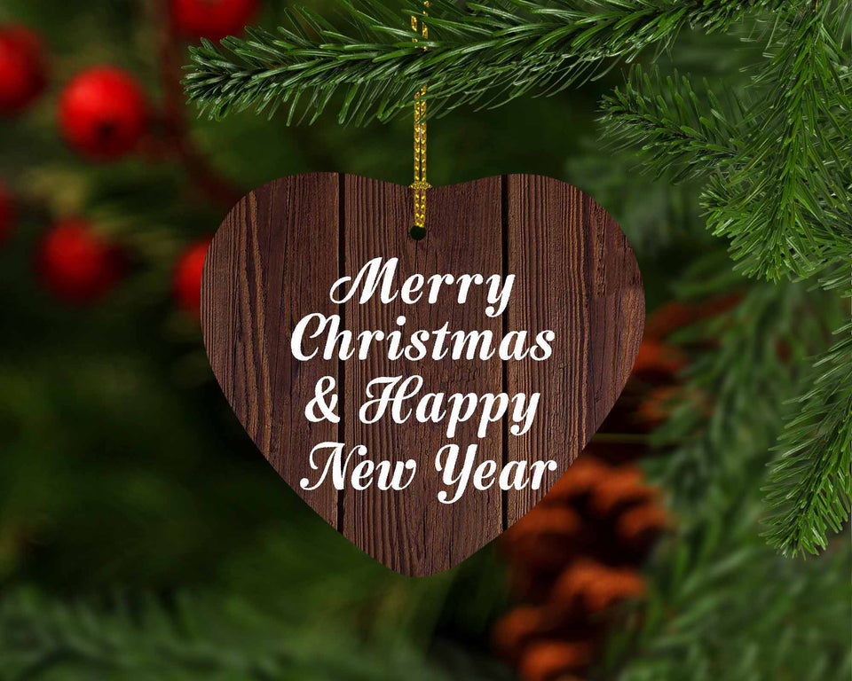 Merry Christmas & Happy New Year - Heart Ornament D