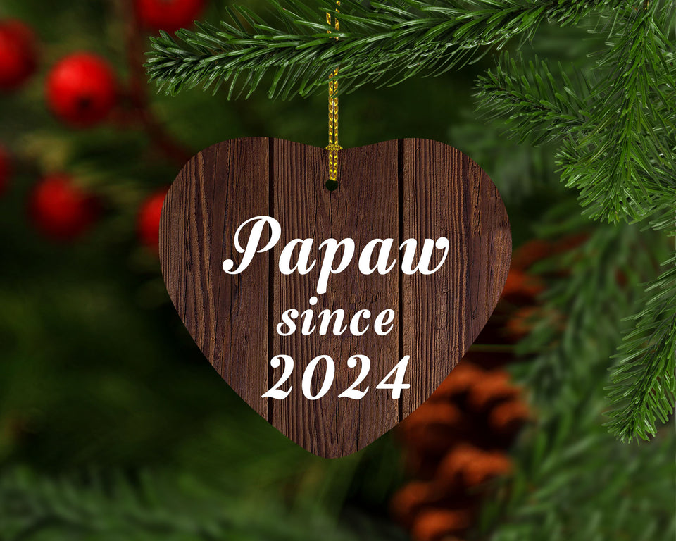 Papaw Since 2024 - Heart Ornament D