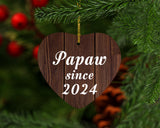 Papaw Since 2024 - Heart Ornament D