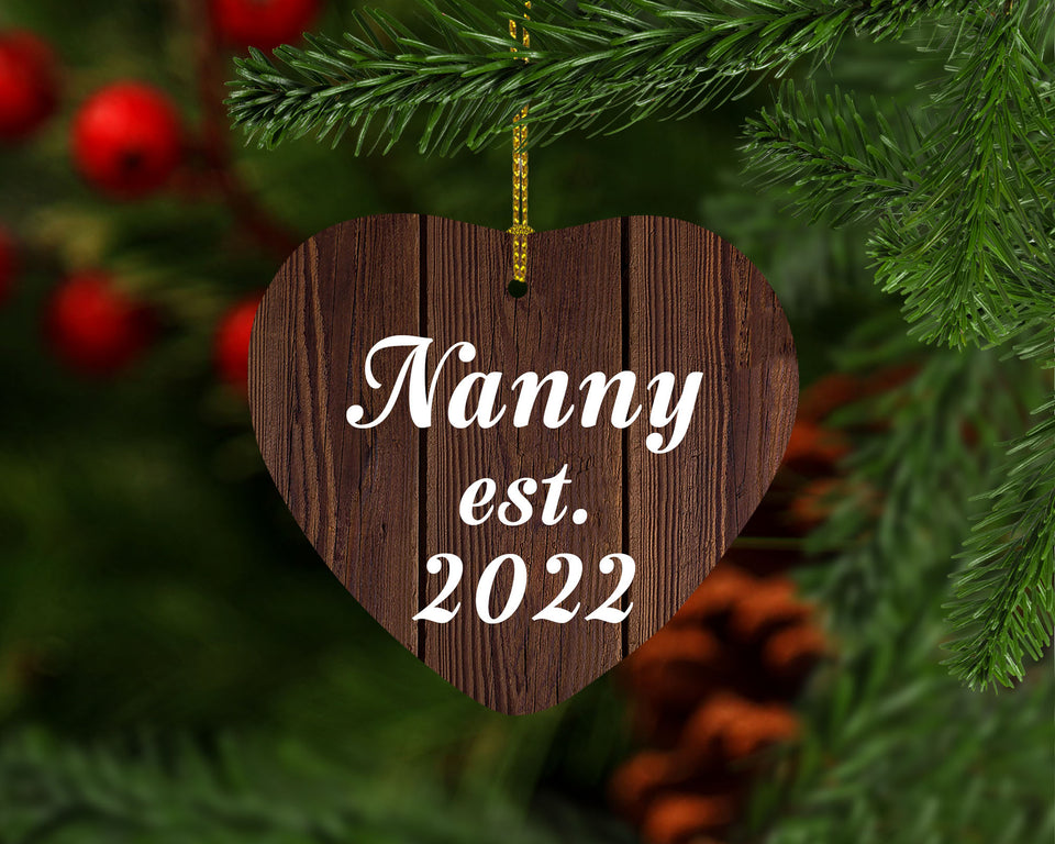 Nanny Established EST. 2022 - Heart Ornament D