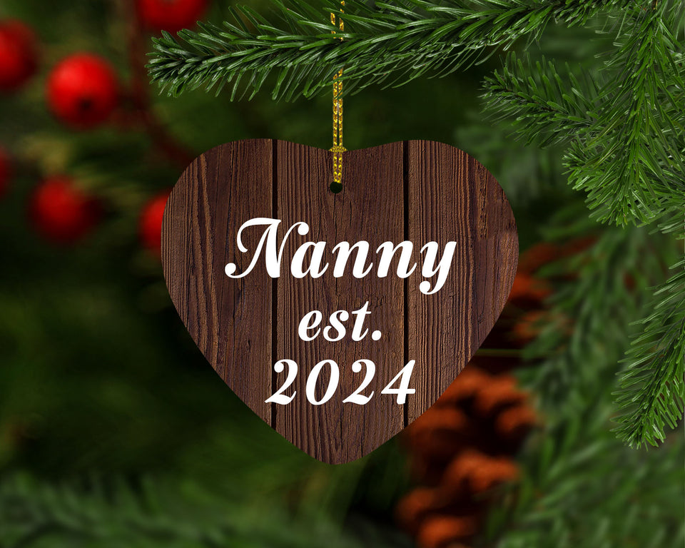 Nanny Established EST. 2024 - Heart Ornament D