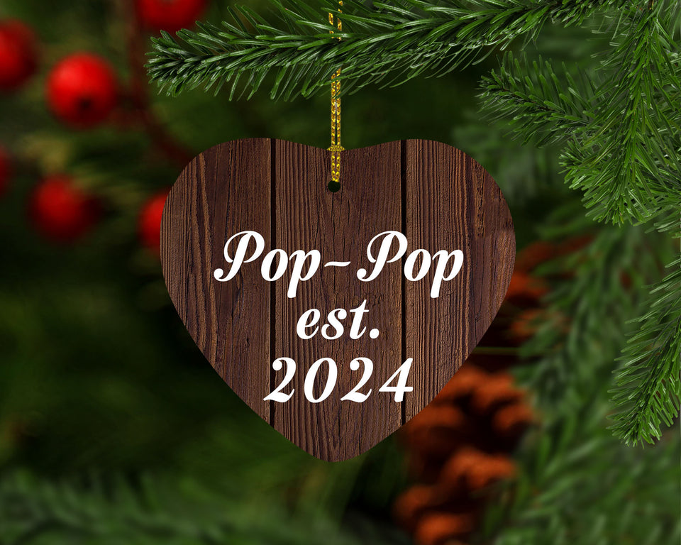 Pop-Pop Established EST. 2024 - Heart Ornament D