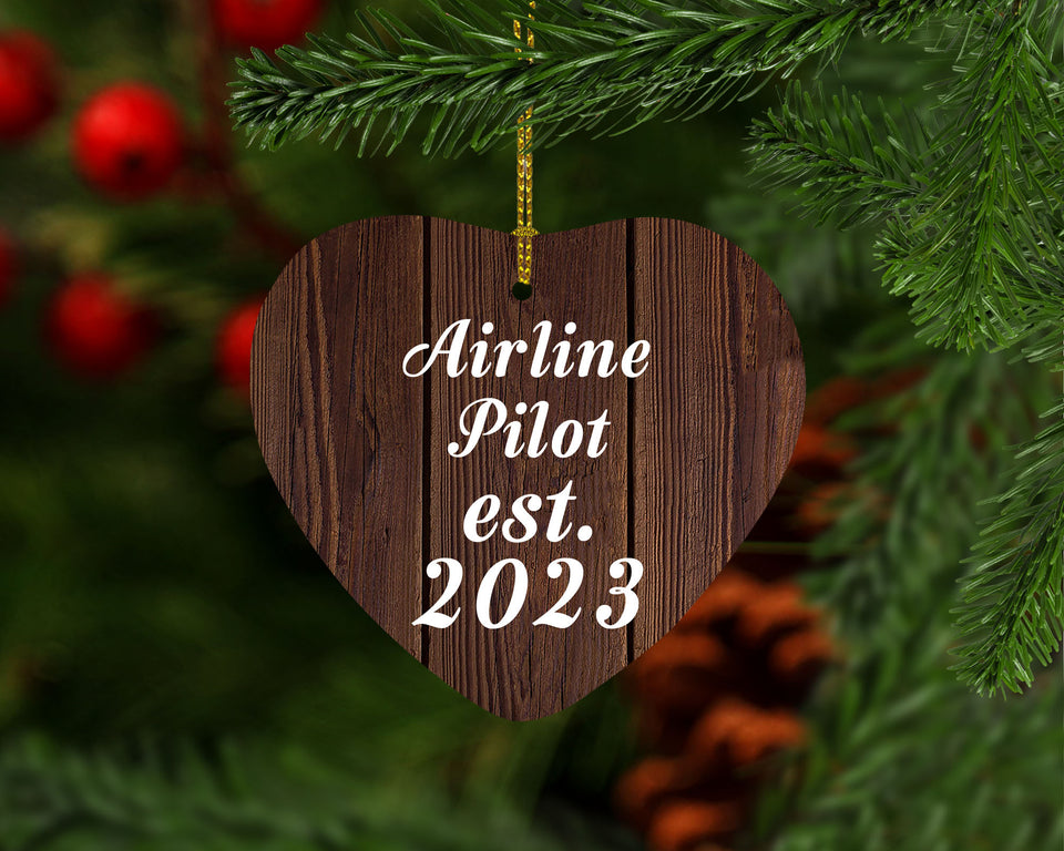 Airline Pilot Established Est. 2023 - Heart Ornament D