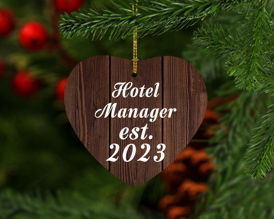 Hotel Manager Established Est. 2023 - Heart Ornament D