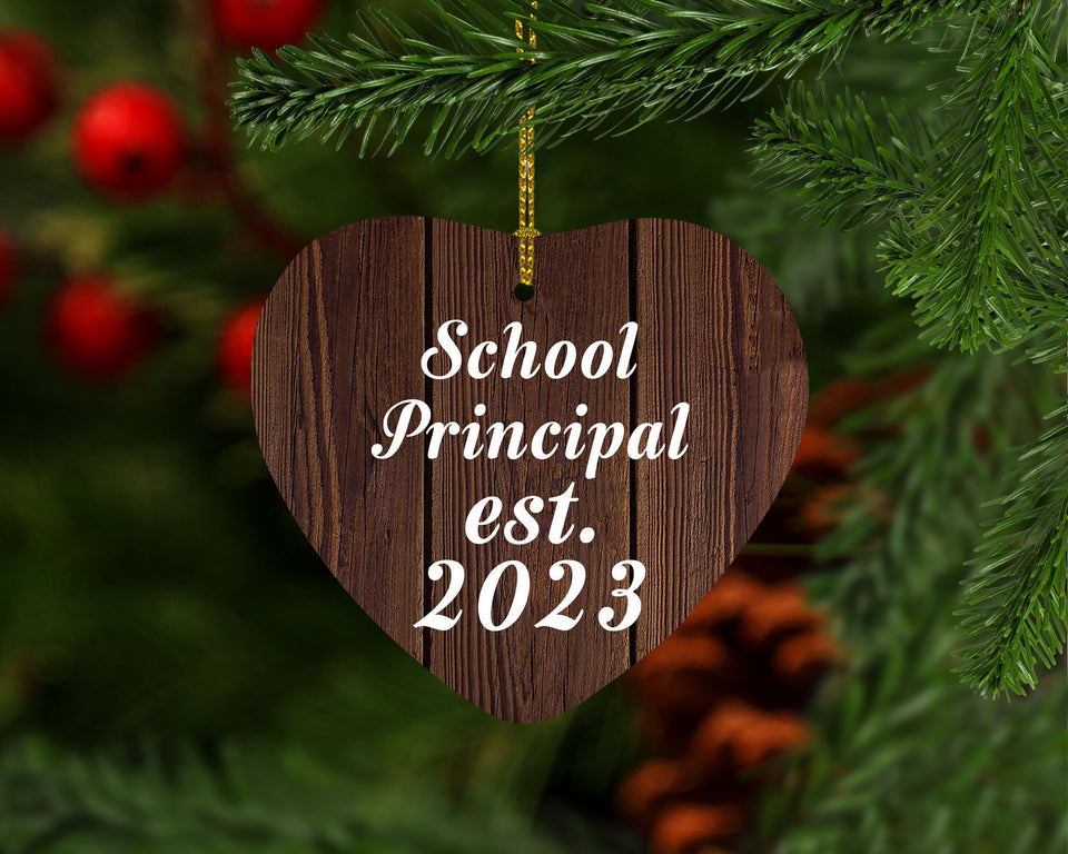 School Principal Established Est. 2023 - Heart Ornament D