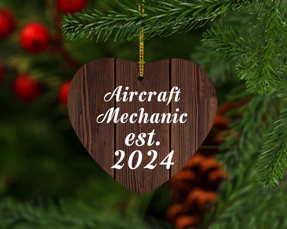 Aircraft Mechanic Established Est. 2024 - Heart Ornament D