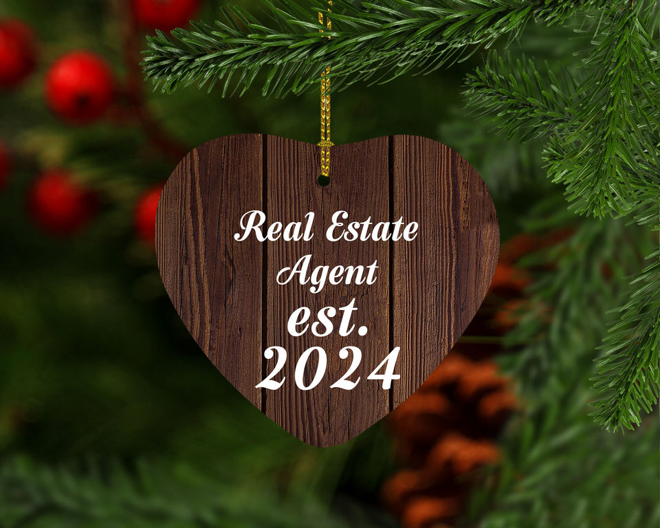 Real Estate Agent Established Est. 2024 - Heart Ornament D