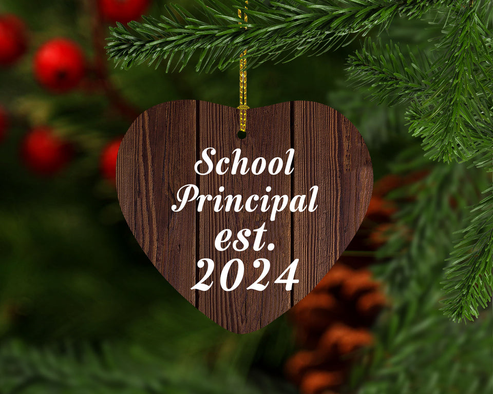 School Principal Established Est. 2024 - Heart Ornament D