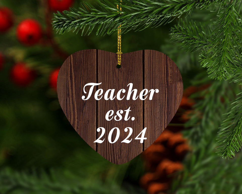 Teacher Established Est. 2024 - Heart Ornament D