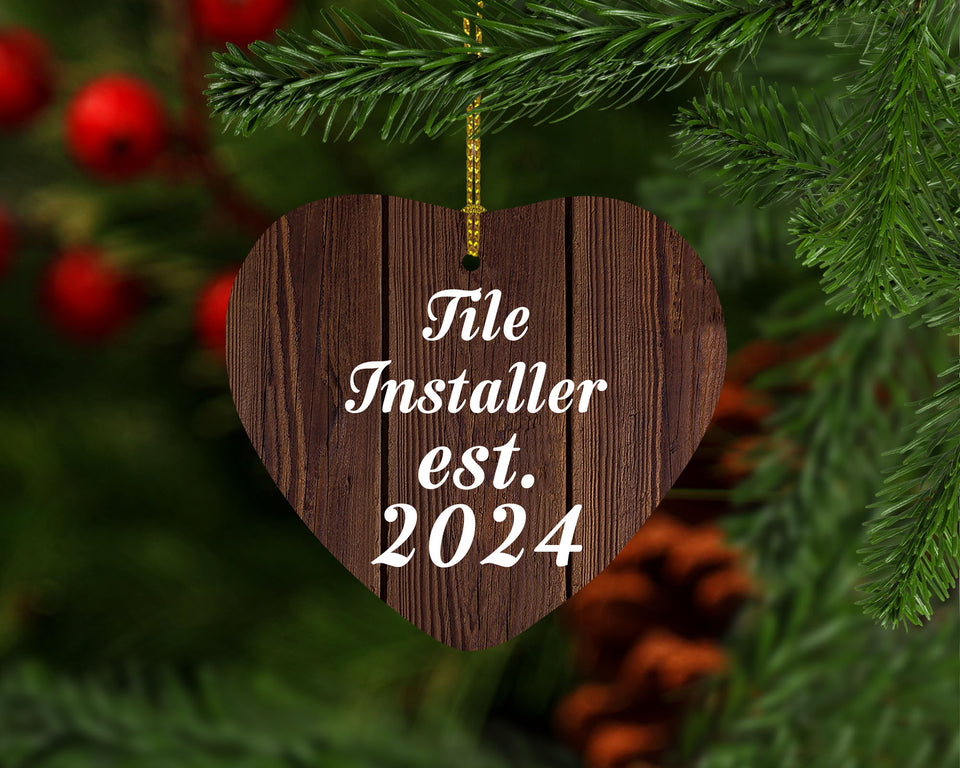 Tile Installer Established Est. 2024 - Heart Ornament D