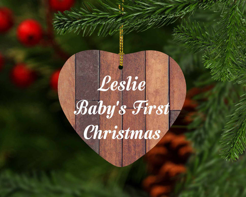 Leslie Baby's First Christmas - Heart Ornament E