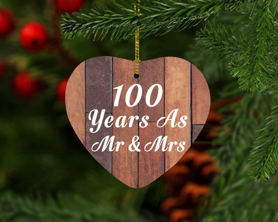 100th Anniversary 100 Years As Mr & Mrs - Heart Ornament E