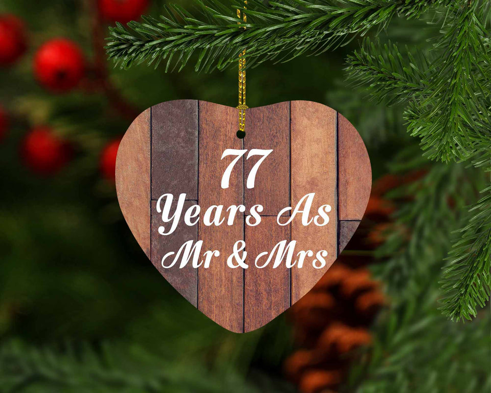 77th Anniversary 77 Years As Mr & Mrs - Heart Ornament E