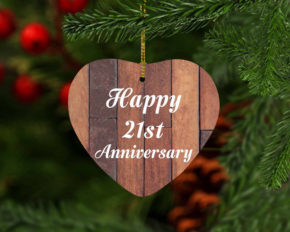 Happy 21st Anniversary - Heart Ornament E