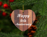 Happy 9th Anniversary - Heart Ornament E
