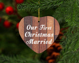 Our First Christmas Married - Heart Ornament E