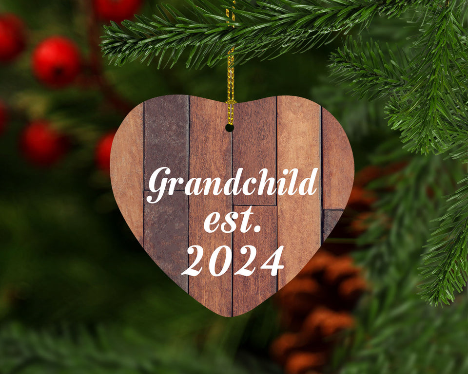 Grandchild Established Est. 2024 - Heart Ornament E
