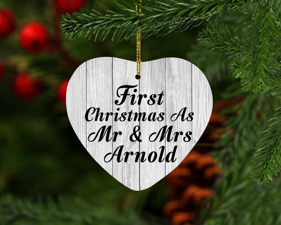 First Christmas As Mr & Mrs Arnold - Heart Ornament F