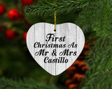 First Christmas As Mr & Mrs Castillo - Heart Ornament F