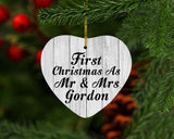 First Christmas As Mr & Mrs Gordon - Heart Ornament F
