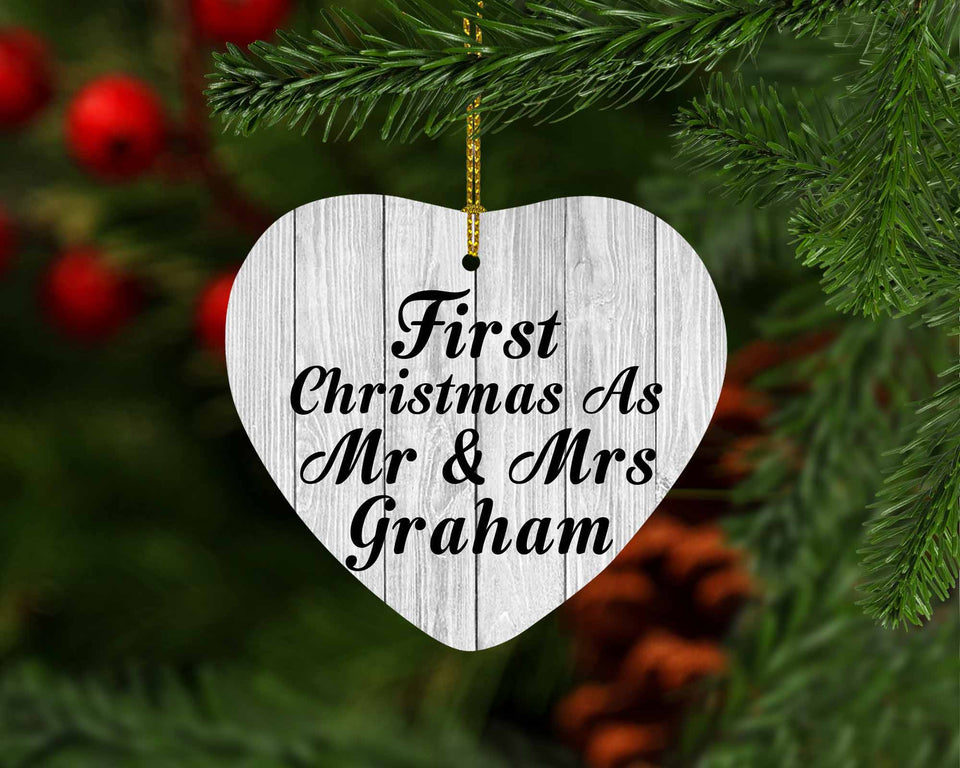 First Christmas As Mr & Mrs Graham - Heart Ornament F