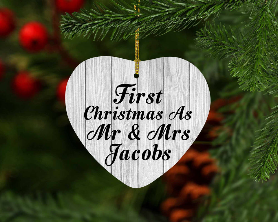 First Christmas As Mr & Mrs Jacobs - Heart Ornament F
