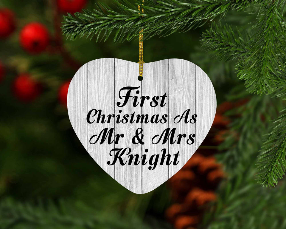 First Christmas As Mr & Mrs Knight - Heart Ornament F
