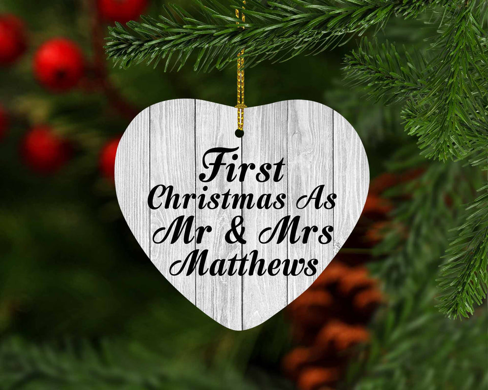 First Christmas As Mr & Mrs Matthews - Heart Ornament F
