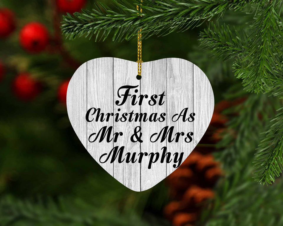 First Christmas As Mr & Mrs Murphy - Heart Ornament F