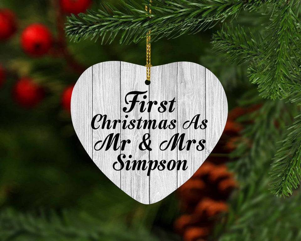 First Christmas As Mr & Mrs Simpson - Heart Ornament F