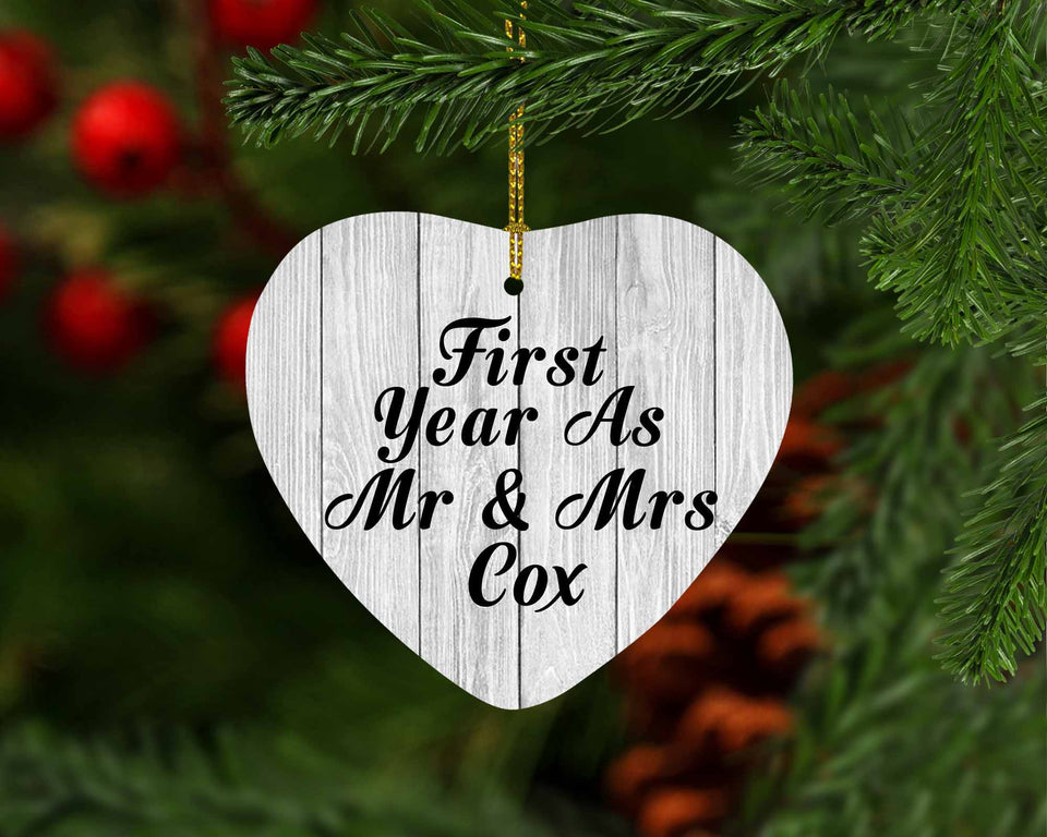 First Year As Mr & Mrs Cox - Heart Ornament F