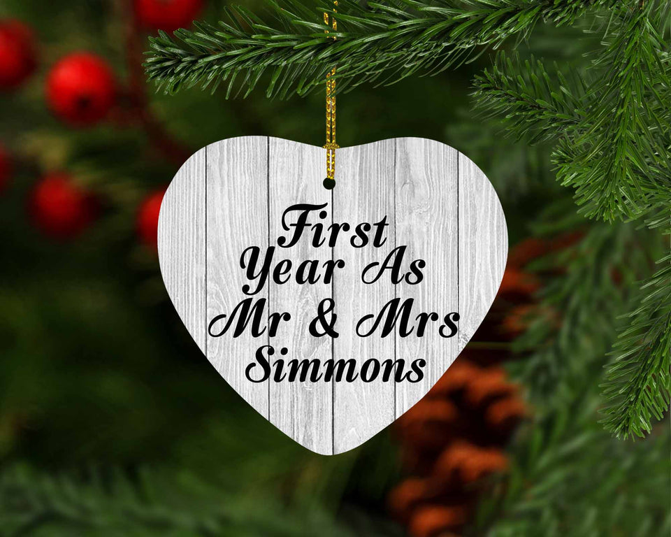 First Year As Mr & Mrs Simmons - Heart Ornament F