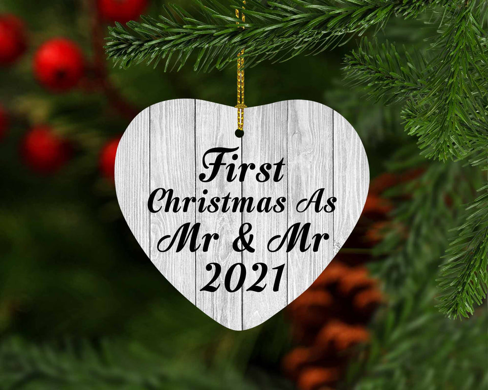 First Christmas As Mr & Mr 2021 - Heart Ornament F