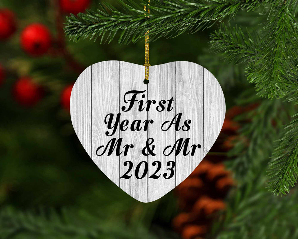 First Year As Mr & Mr 2023 - Heart Ornament F
