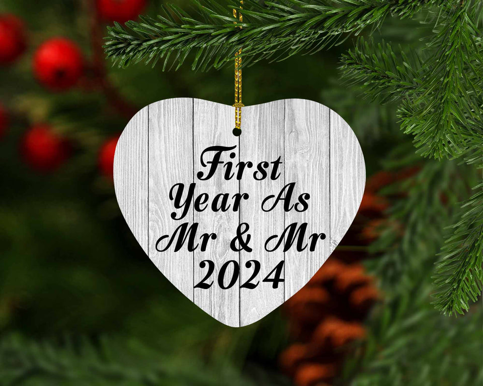 First Year As Mr & Mr 2024 - Heart Ornament F