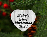 Baby's First Christmas 2024 - Heart Ornament F