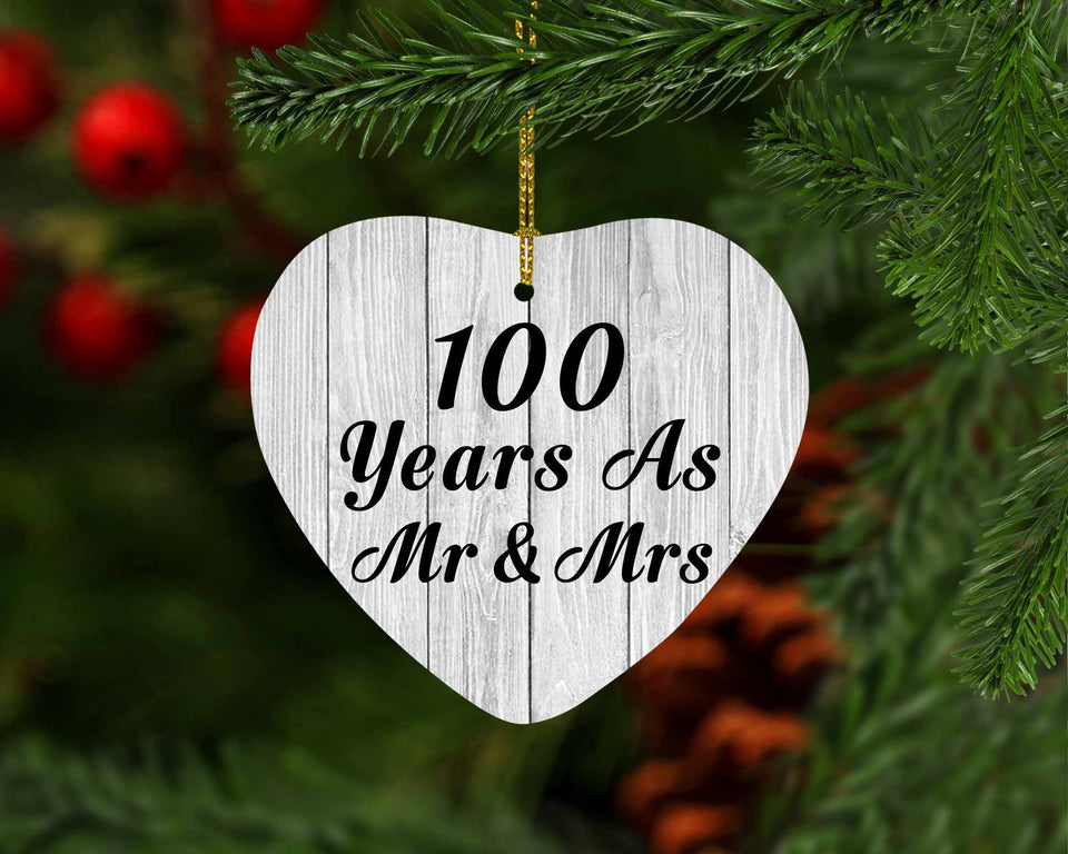 100th Anniversary 100 Years As Mr & Mrs - Heart Ornament F