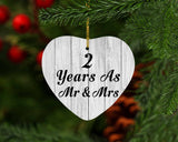 2nd Anniversary 2 Years As Mr & Mrs - Heart Ornament F