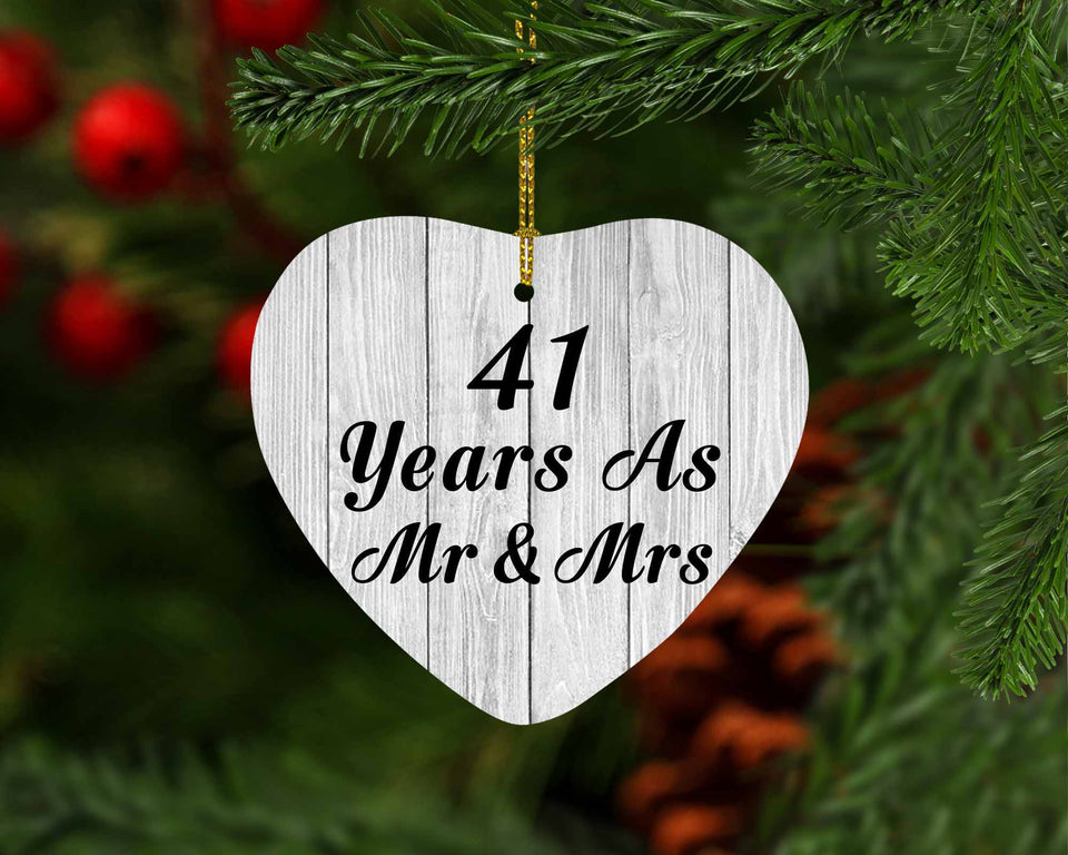 41st Anniversary 41 Years As Mr & Mrs - Heart Ornament F