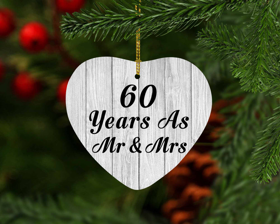 60th Anniversary 60 Years As Mr & Mrs - Heart Ornament F