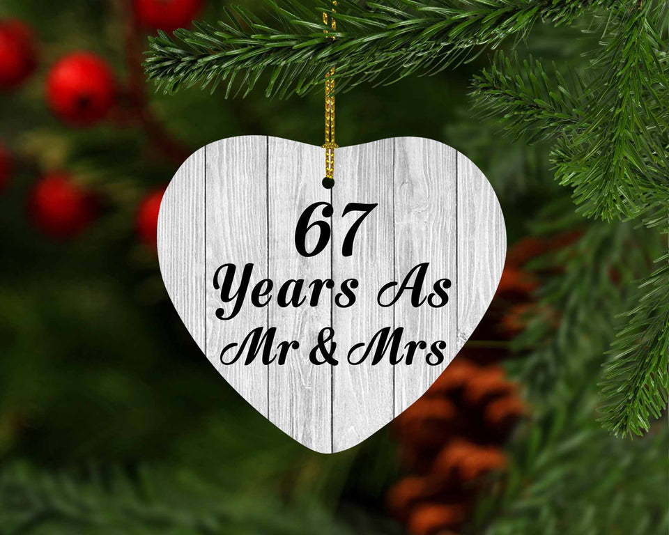 67th Anniversary 67 Years As Mr & Mrs - Heart Ornament F