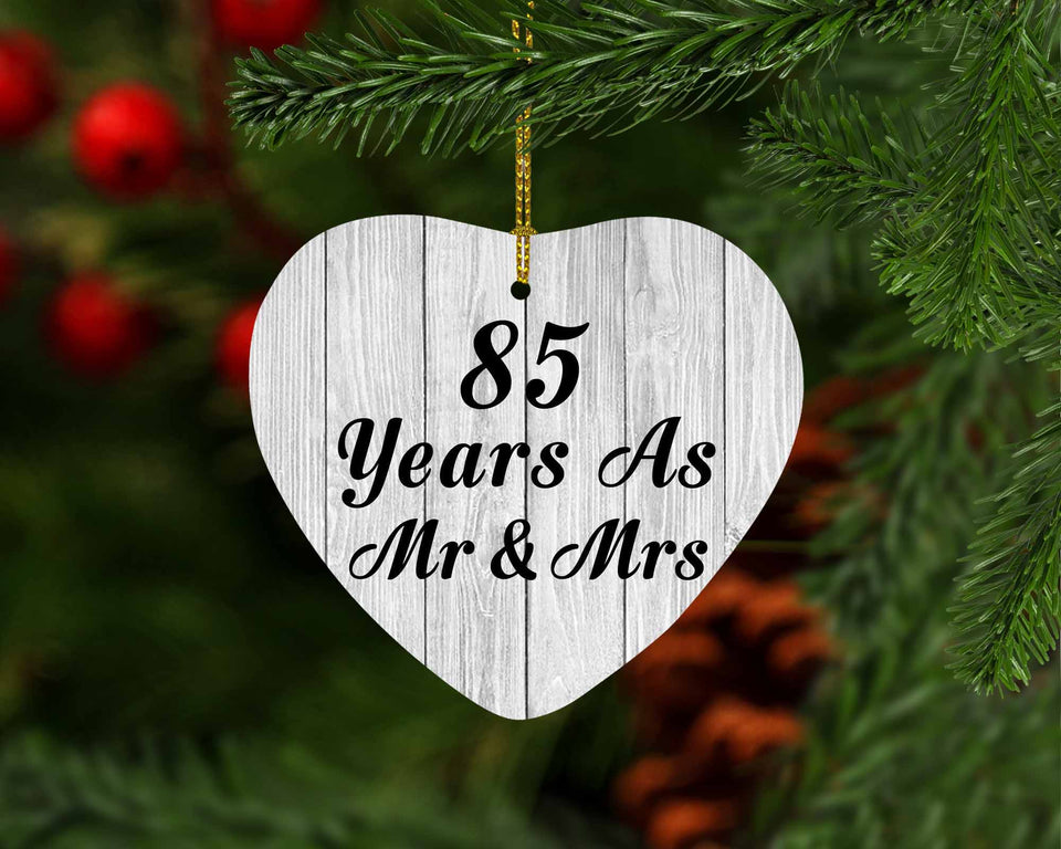 85th Anniversary 85 Years As Mr & Mrs - Heart Ornament F