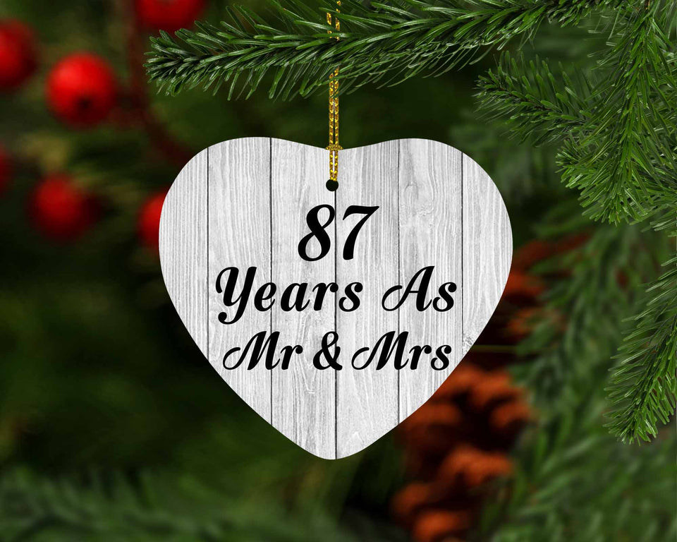 87th Anniversary 87 Years As Mr & Mrs - Heart Ornament F