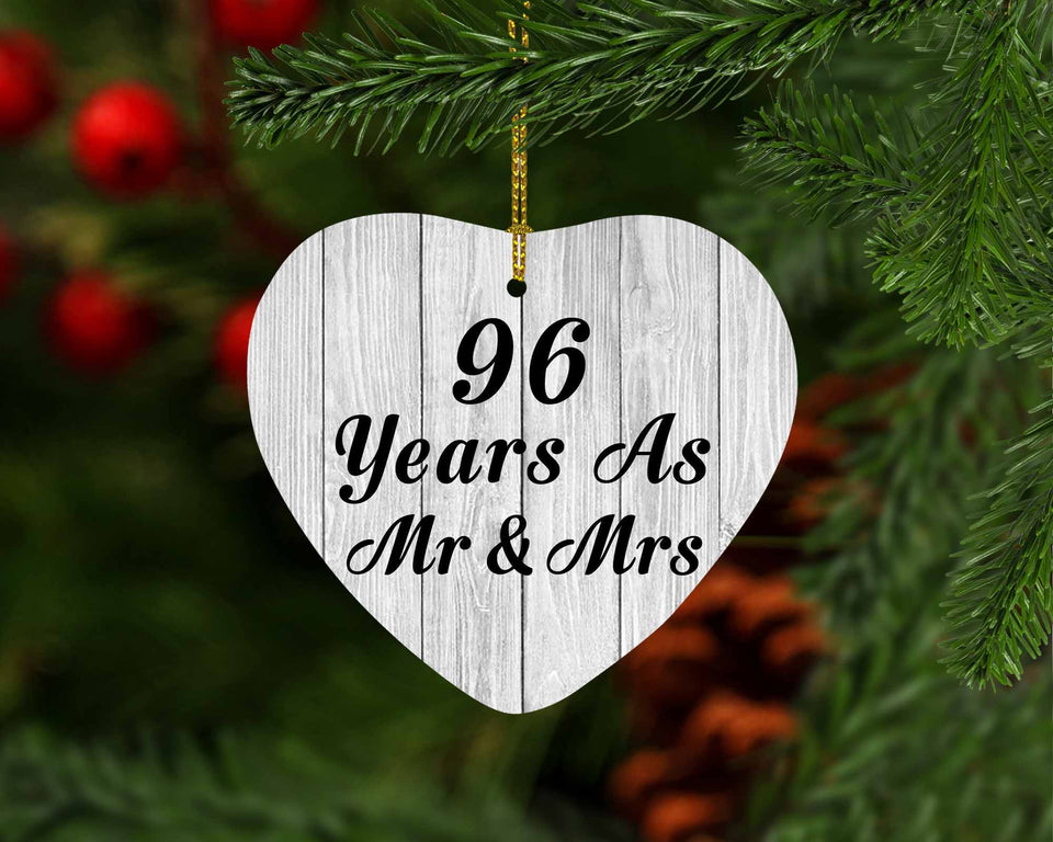 96th Anniversary 96 Years As Mr & Mrs - Heart Ornament F