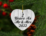 2nd Anniversary 2 Years As Mr & Mrs 2022 - Heart Ornament F