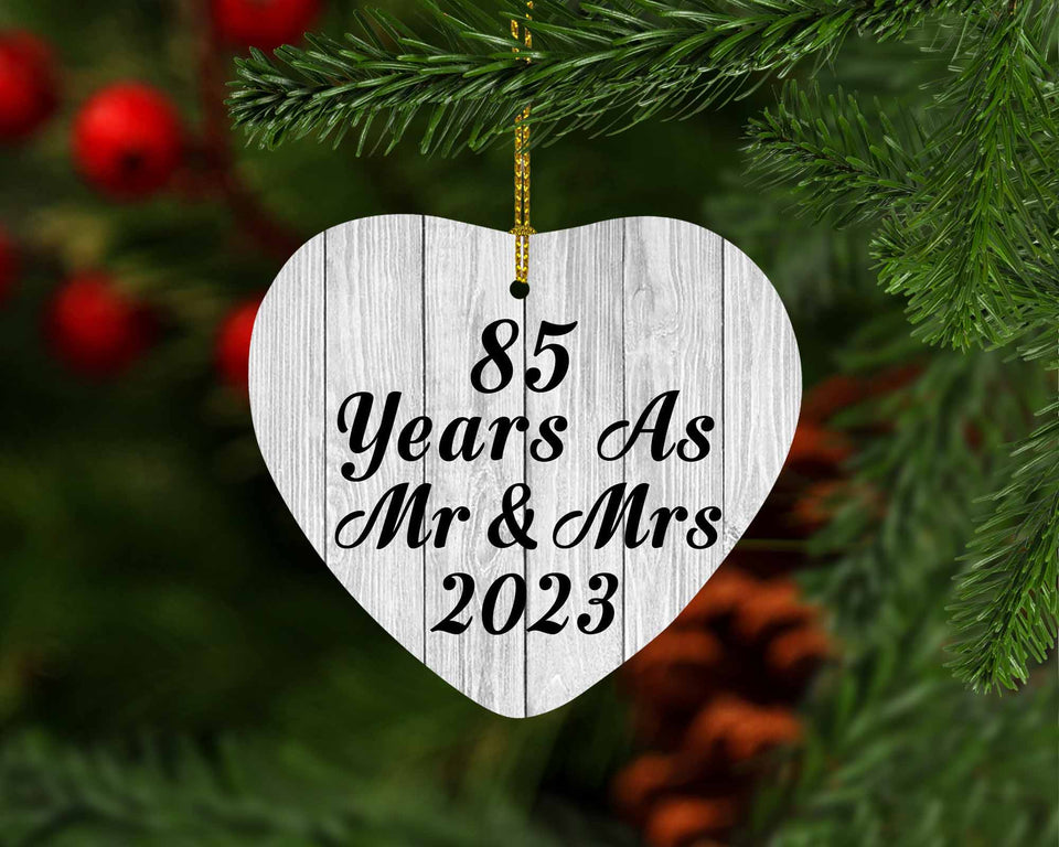 85th Anniversary 85 Years As Mr & Mrs 2023 - Heart Ornament F